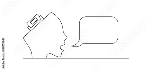 Artificial intelligence talking. Outline vector minimalistic illustration.