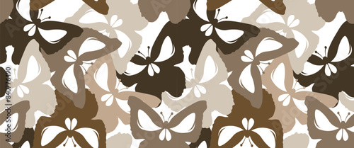 Seamless abstract pattern. Butterfly and skull pattern design.