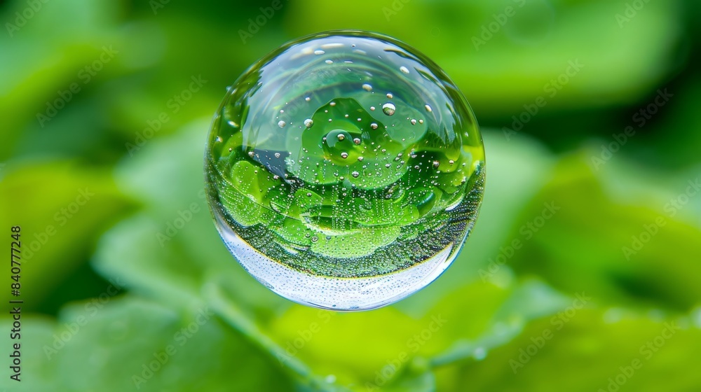 A drop of water sits atop a single green leaf, surrounded by additional drops on other leaves A green leaf bears a solitary drop of water, while others are speck A drop of water sits atop a single green leaf, surrounded by additional drops on other leaves A green leaf bears a solitary drop of water, while others are speck