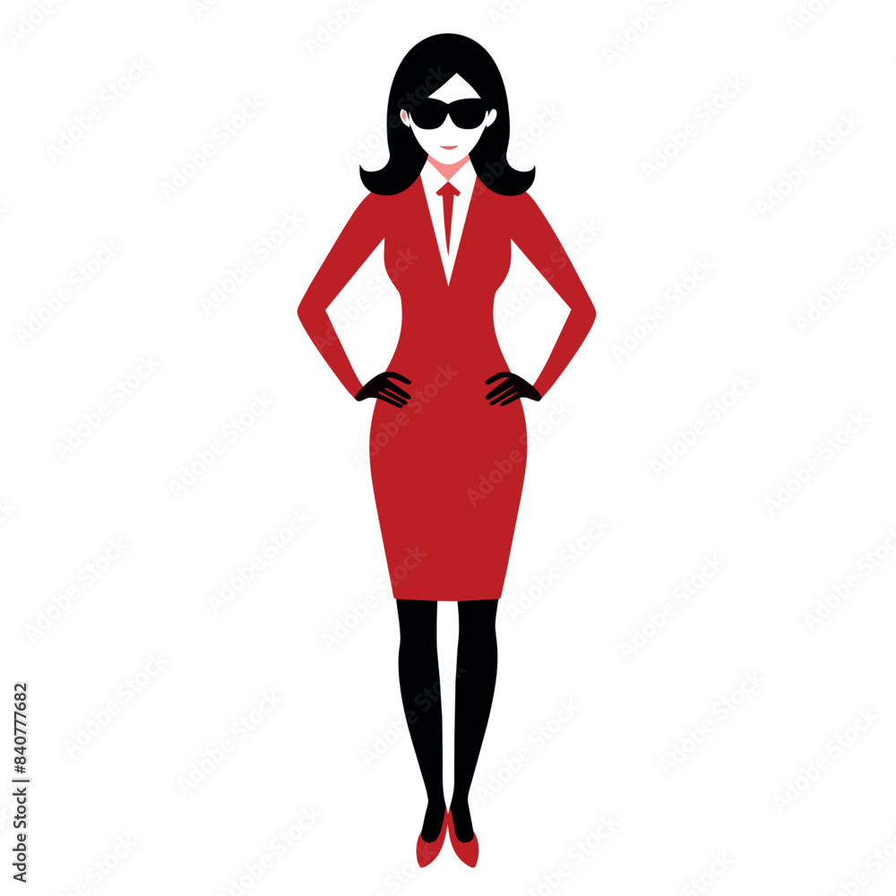 Fototapeta premium A professional business woman stand with wearing sunglass vector silhouette