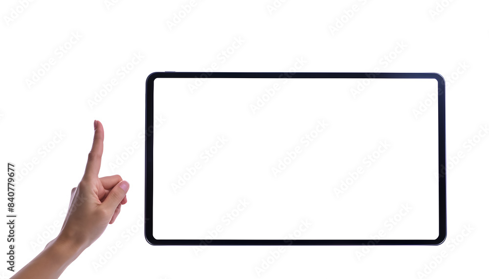Hands Holding Tablet Computer on White Background for copy Space text Hands Holding Tablet Computer on White Background for copy Space text