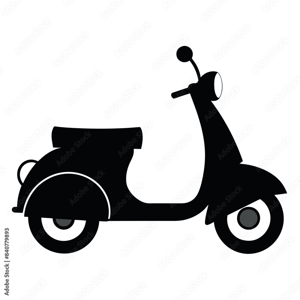 a retro scooter. The illustration should be a vector silhouette a retro scooter. The illustration should be a vector silhouette