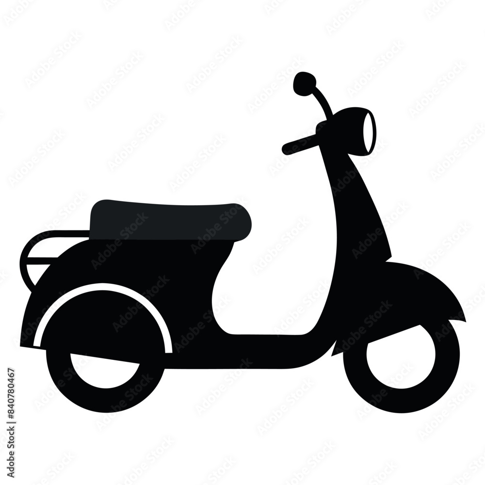 a retro scooter. The illustration should be a vector silhouette a retro scooter. The illustration should be a vector silhouette