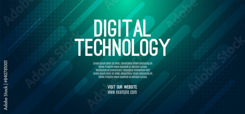 Digital technology banner green blue background concept, cyber technology circuit, abstract tech, innovation future data, internet network, Ai big data, futuristic wifi connection illustration concept