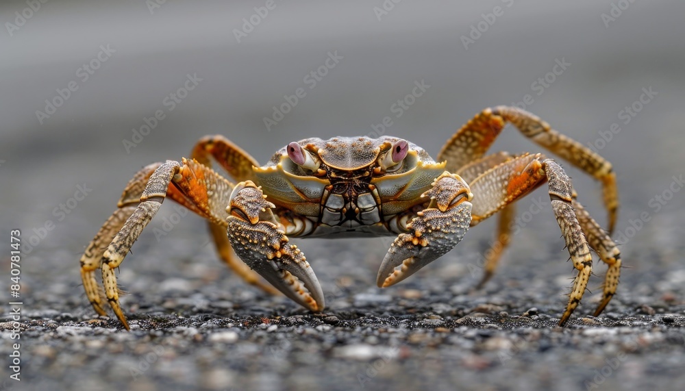 Angry crab standing on its hind legs in closeup. Concept of marine life and defense by AI generated image Angry crab standing on its hind legs in closeup. Concept of marine life and defense by AI generated image