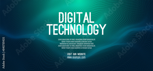 Digital technology banner green blue background concept, cyber technology circuit, abstract tech, innovation future data, internet network, Ai big data, futuristic wifi connection illustration concept