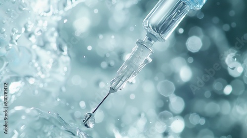 Close-Up of Syringe on Minimalist White Background Emphasizing Medical and Healthcare Concepts with Clear and Detailed View