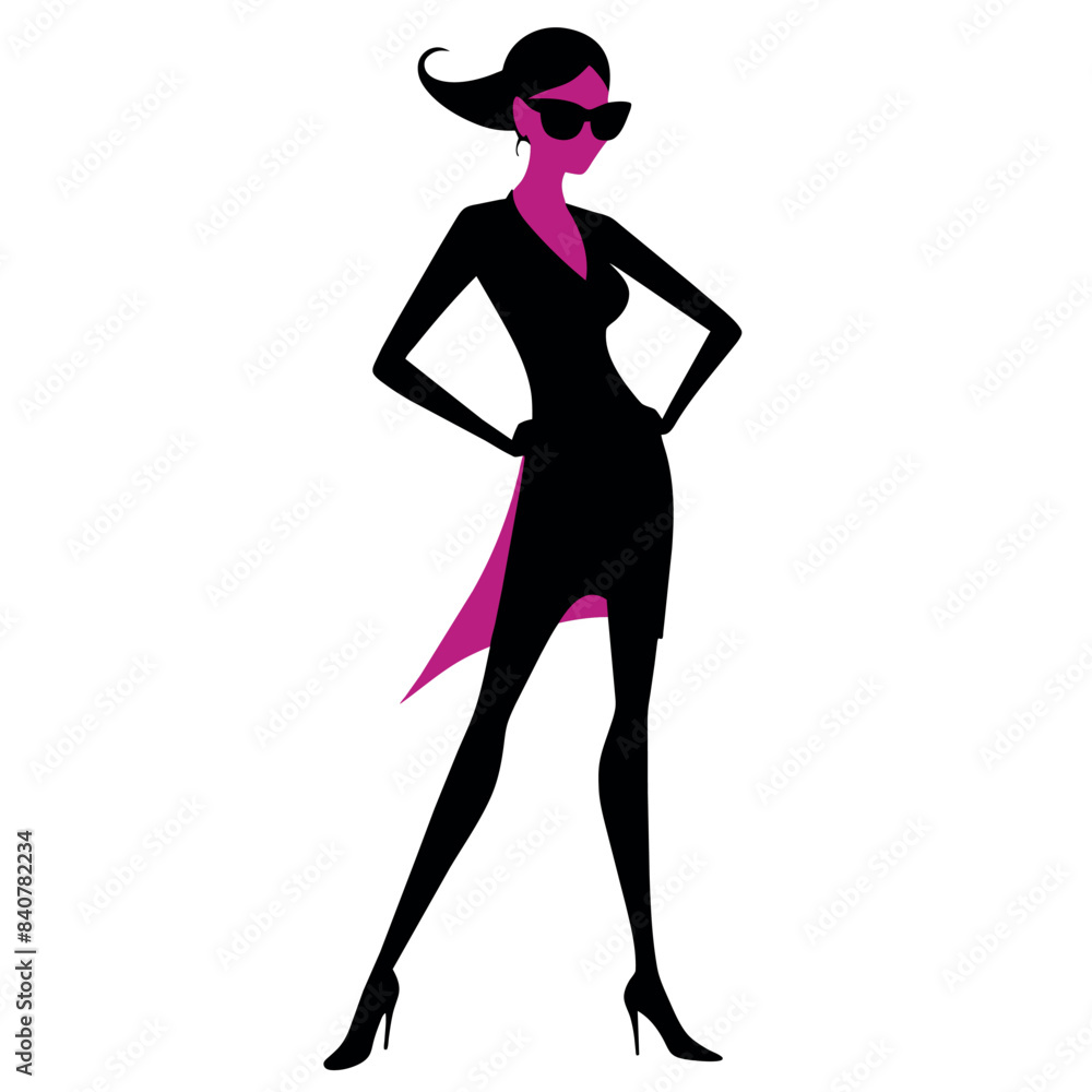 A stylish woman standing pose vector silhouette, white background A stylish woman standing pose vector silhouette, white background