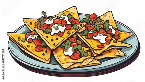 Mexican nachos with cheese and chiles vector design
