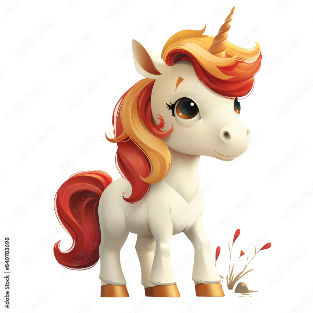 Fototapeta premium Adorable Unicorn Adventures, Whimsical Tales of Friendship and Magic - Heartwarming Journeys Await, Transparent Background