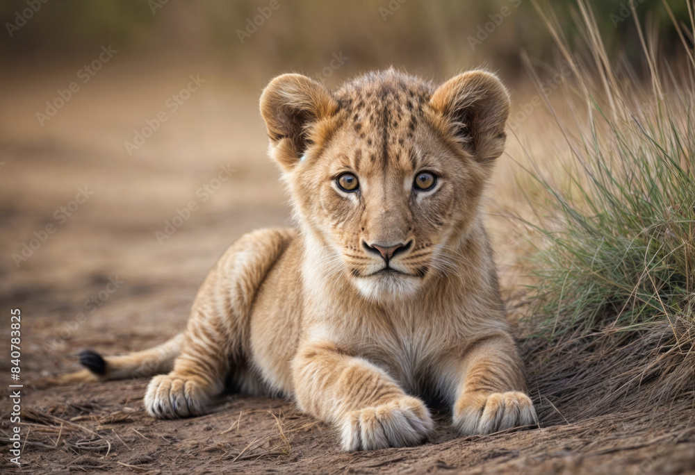 Obraz premium Cute image of baby lion