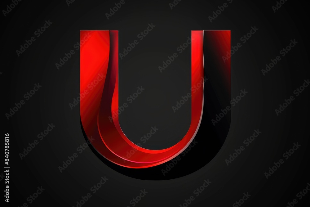 A single red letter U isolated on a black background A single red letter U isolated on a black background