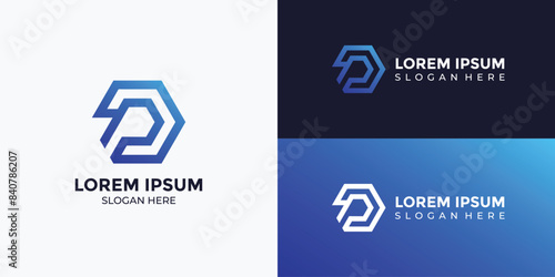 monogram logo concept hexagon
