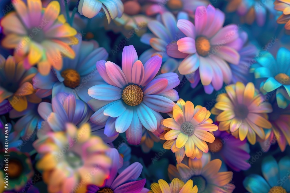 A detailed view of a bouquet of vibrant flowers A detailed view of a bouquet of vibrant flowers