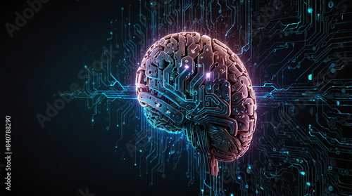  a digital background showcasing an AI interface, with dynamic, interactive elements and a matrix-like code overlay.