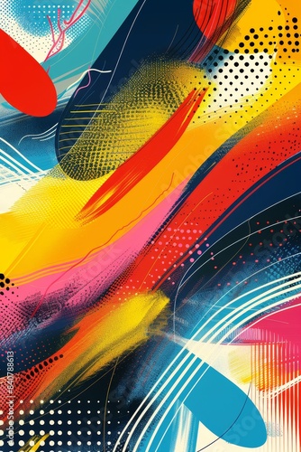 Wallpaper Mural Abstract Digital Art With Colorful Swirls and Lines Torontodigital.ca