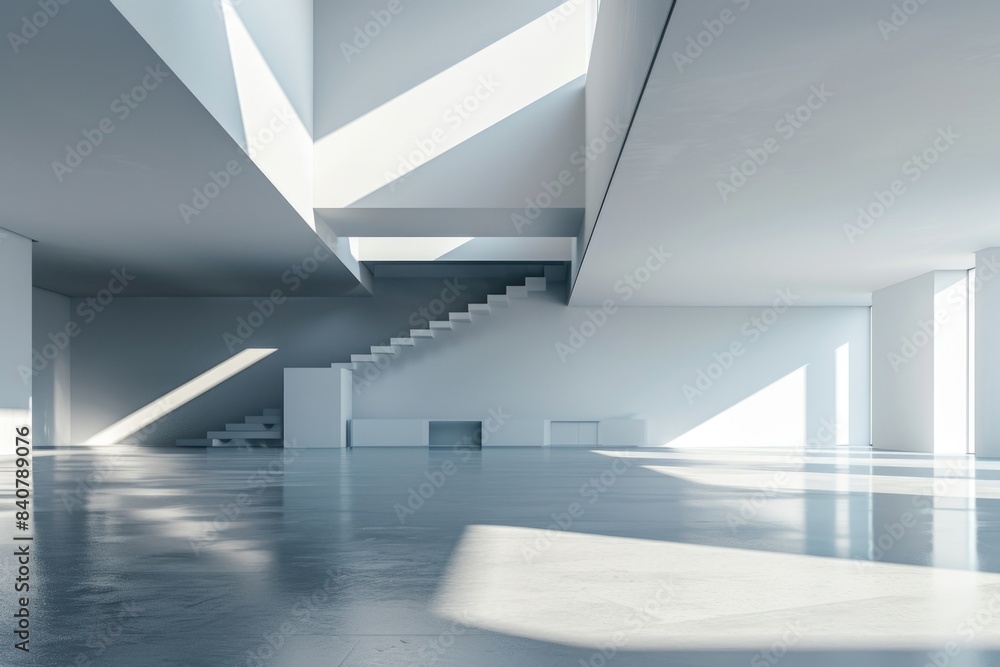 A simple room with a staircase leading up or down, suitable for various settings A simple room with a staircase leading up or down, suitable for various settings