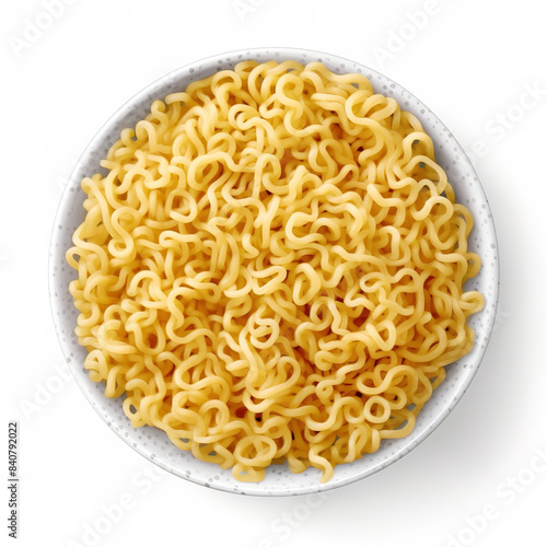 bowl of instant noodles, top view, isolated on a transparent background 