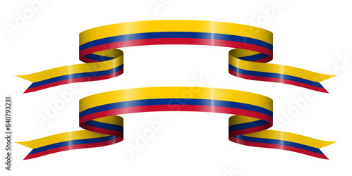 Set of flag ribbon with colors of Colombia for independence day celebration decoration