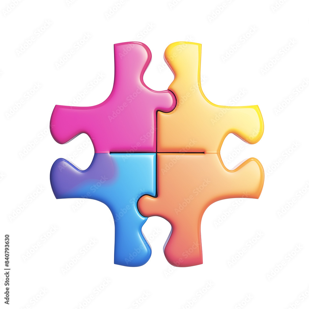 3d merger icon, colorful jigsaw puzzle pieces 3d merger icon, colorful jigsaw puzzle pieces