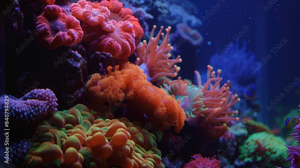 Naklejka premium Beautiful coral reef. Underwater world. AI generated.