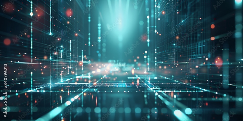 Futuristic sci-fi backdrop featuring a cyber matrix with intricate data visualization, perfect for high-tech and AI-themed visuals Futuristic sci-fi backdrop featuring a cyber matrix with intricate data visualization, perfect for high-tech and AI-themed visuals