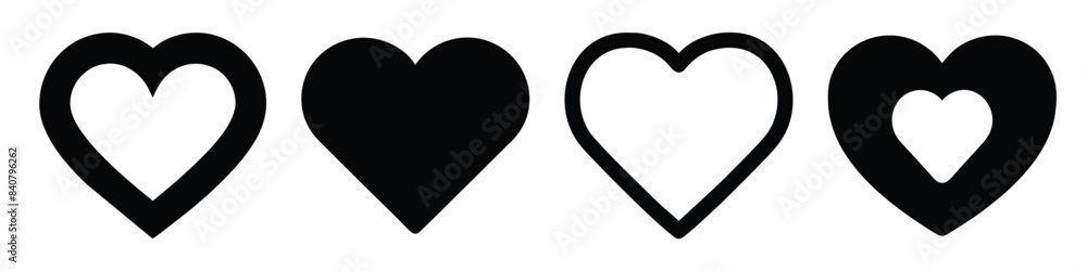Heart Shapes Vector Set: Solid, Hollow, and Layered Designs for Valentine's Day and Love Themes Heart Shapes Vector Set: Solid, Hollow, and Layered Designs for Valentine's Day and Love Themes