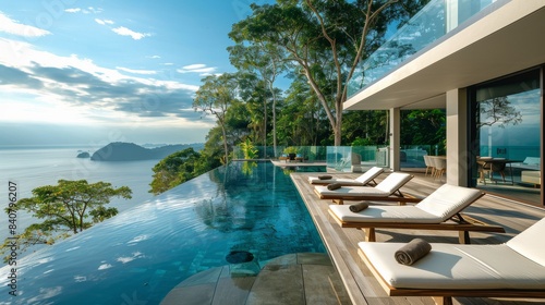 Infinity Pool Overlooking the Caribbean Sea on a Sunny Day