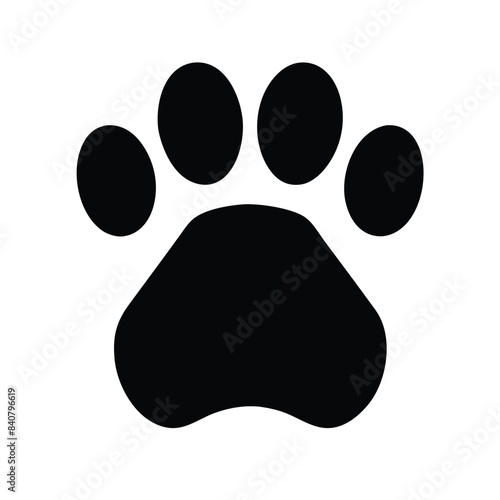 Vector illustration of a black animal paw print silhouette