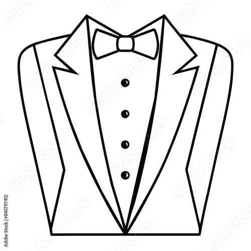 Elegant tuxedo outline with bow tie vector illustration