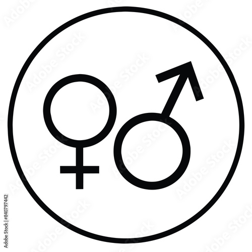 Gender Symbols Vector Illustration in Circle