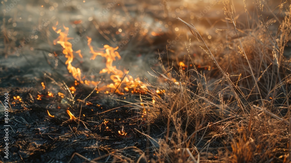 Burning grass. A field is on fire. AI generated. Burning grass. A field is on fire. AI generated.