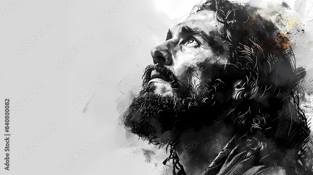 Sketch of Jesus Christ on white background Sketch of Jesus Christ on white background