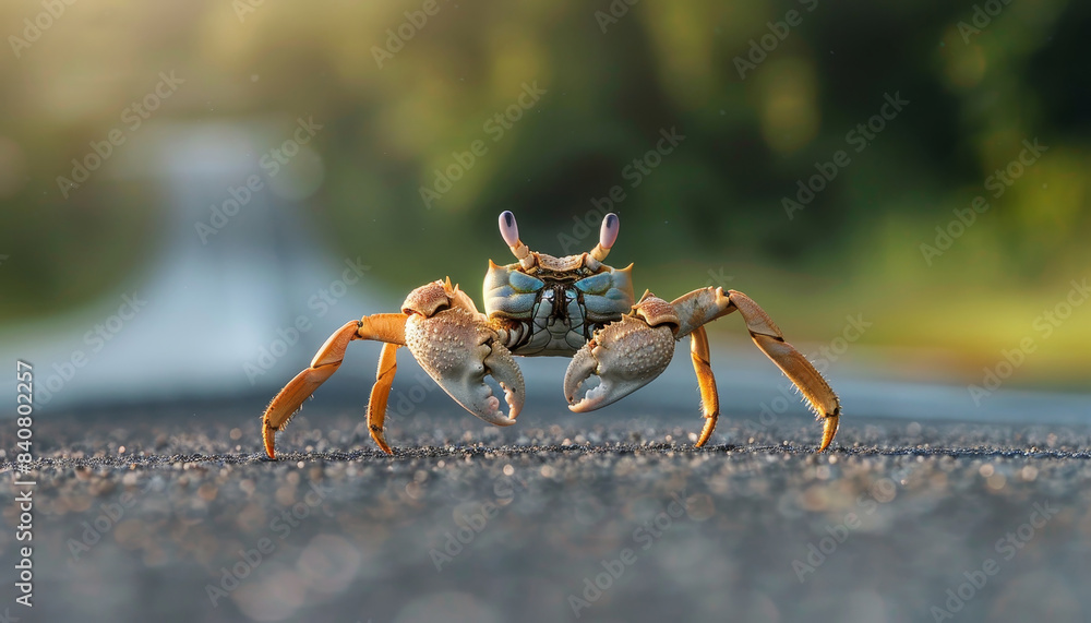 Angry crab standing on its hind legs in closeup. Concept of marine life and defense by AI generated image Angry crab standing on its hind legs in closeup. Concept of marine life and defense by AI generated image