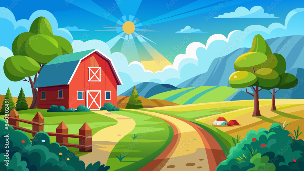 Fototapeta premium wide-scape-country-in-a-morning-seeing-path-way--b