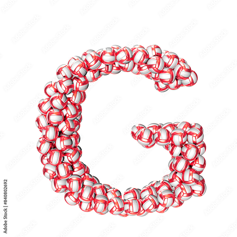 Symbol made of red volleyballs. letter g Symbol made of red volleyballs. letter g
