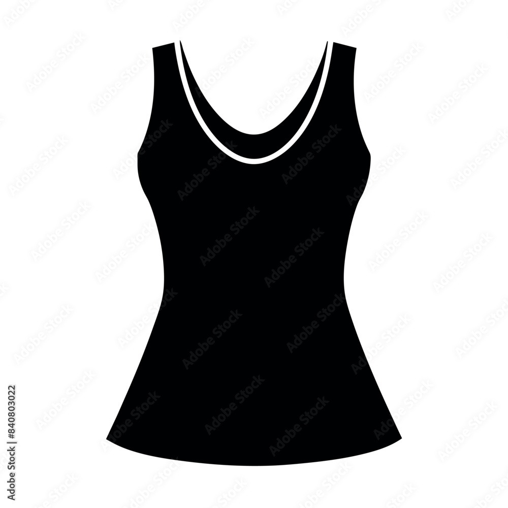 stylish ladies sleeveless mockup vector silhouette, white background