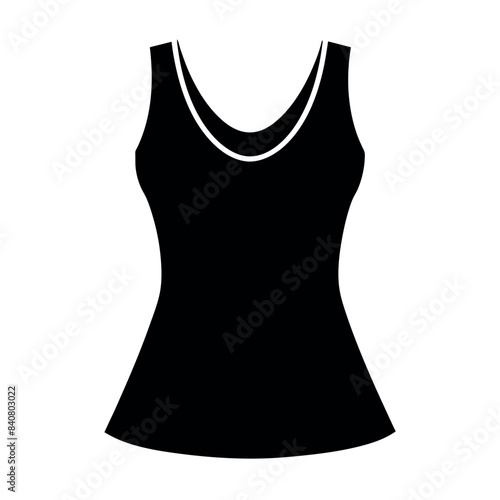 stylish ladies sleeveless mockup vector silhouette, white background