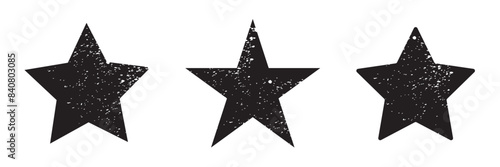 Grunge stars. Set of black grunge stars. Vintage distressed stars. On white background in eps 10.