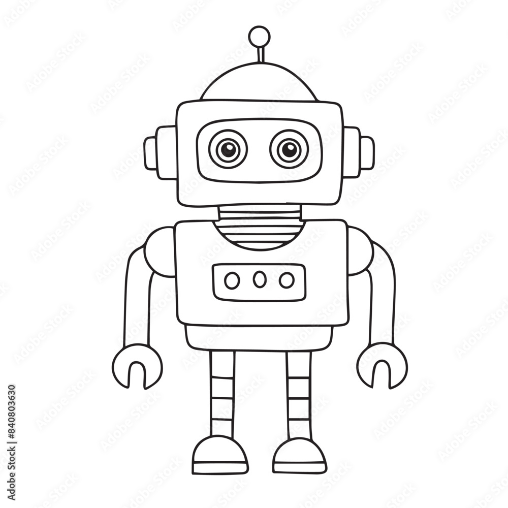 Cute retro robot character in doodle style. Hand drawn vector art. Cute retro robot character in doodle style. Hand drawn vector art.
