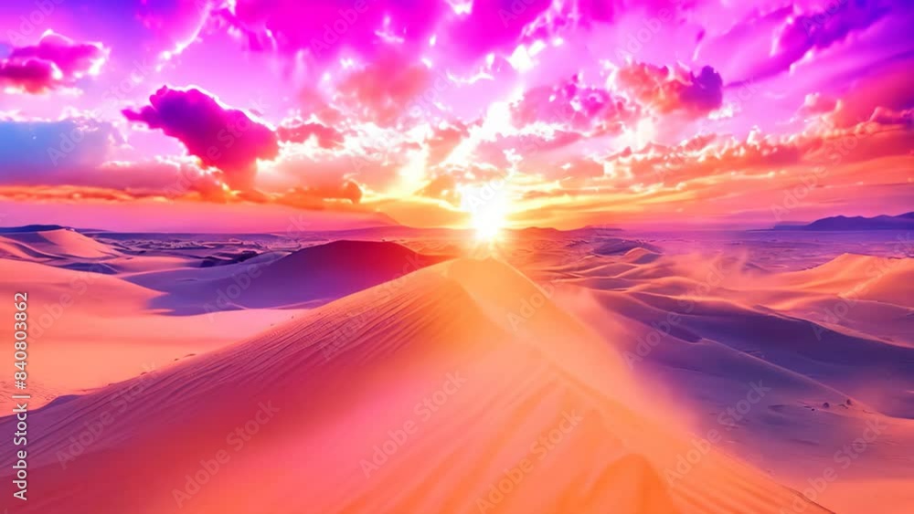 The sun dips below the horizon, casting a warm glow over the desert landscape with swirling sand dunes, A surreal desert landscape with swirling sand dunes and a vibrant sunset The sun dips below the horizon, casting a warm glow over the desert landscape with swirling sand dunes, A surreal desert landscape with swirling sand dunes and a vibrant sunset