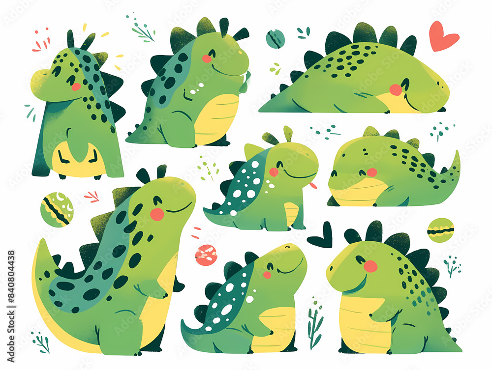 Naklejka premium cute little tyrannosaurus rex, cartoon flat vector illustration