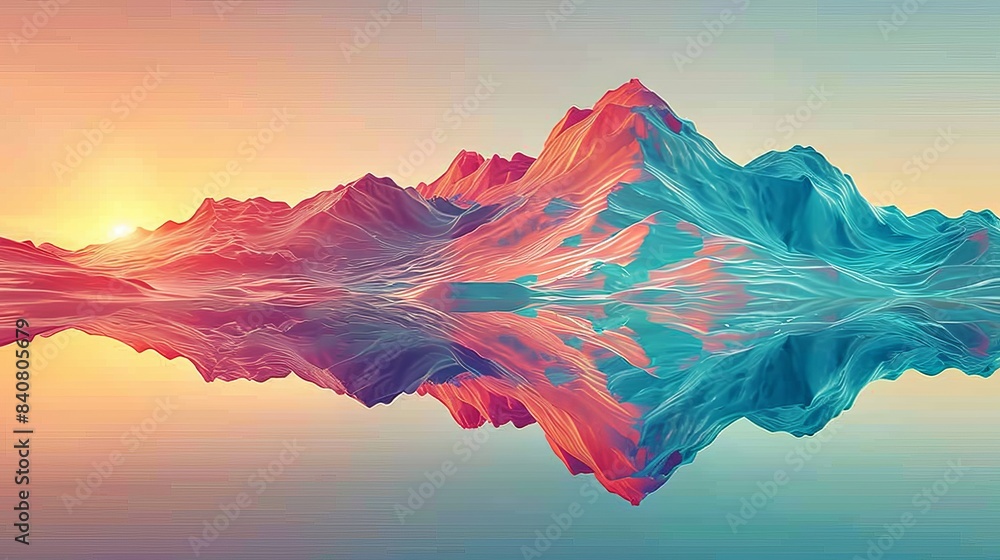 Abstract Mountain Range Reflection At Sunset Abstract Mountain Range Reflection At Sunset