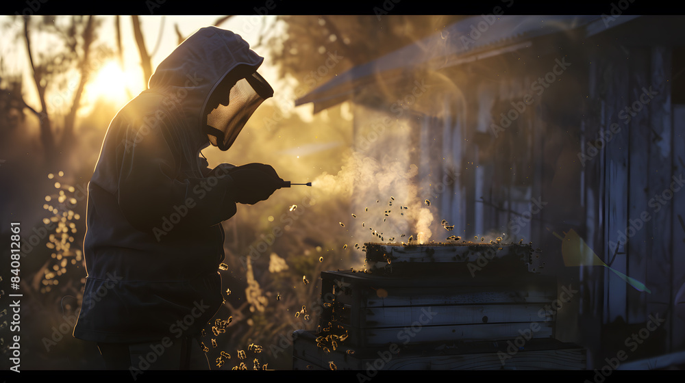 Fototapeta premium beekeeper working