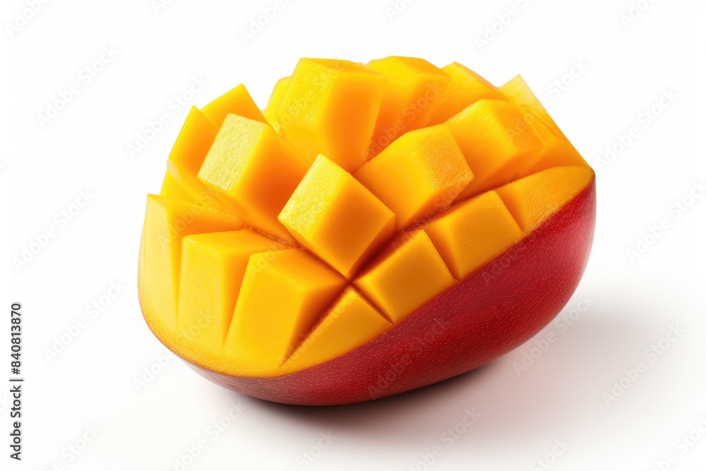 Mango beautiful cut slice half isolated on white background. Mango beautiful cut slice half isolated on white background.