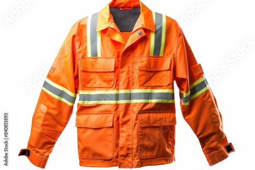 Reflective work jacket isolated on white background.