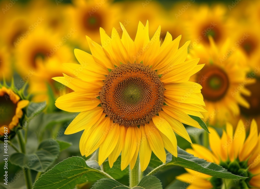 A field of vibrant yellow sunflowers, their petals facing the sunlight in full bloom. A field of vibrant yellow sunflowers, their petals facing the sunlight in full bloom.