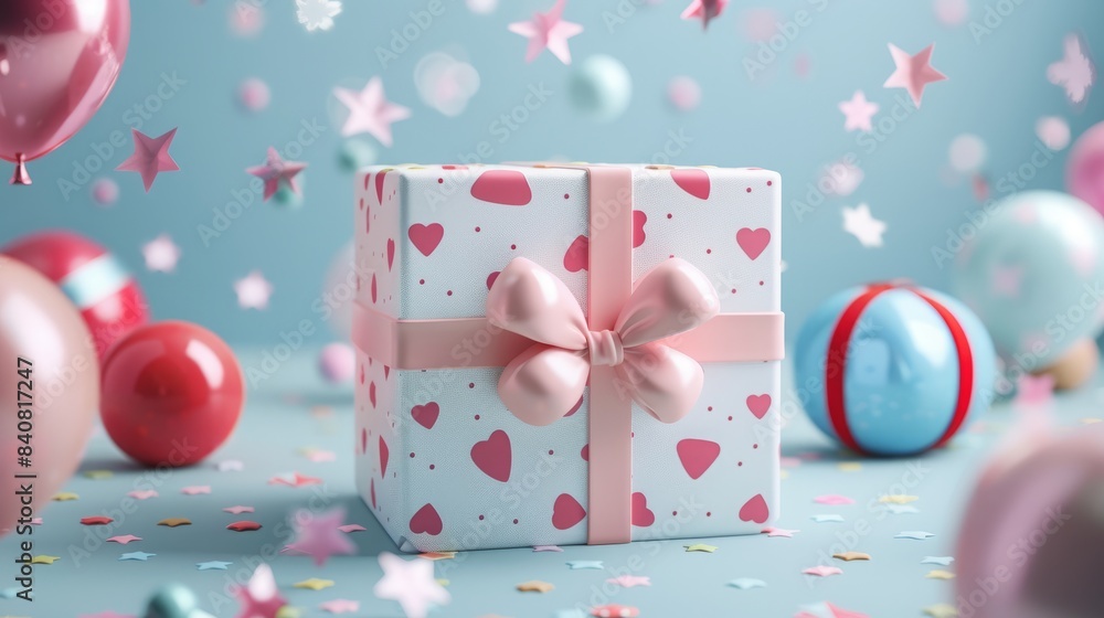 3D cartoon single gift box. 3D cartoon single gift box.