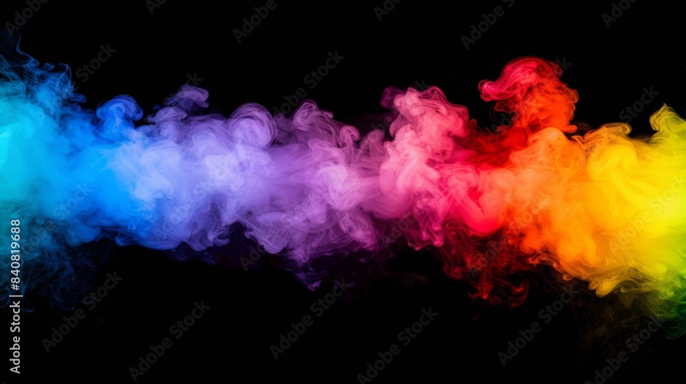 Colorful abstract smoke plumes on black background Colorful abstract smoke plumes on black background
