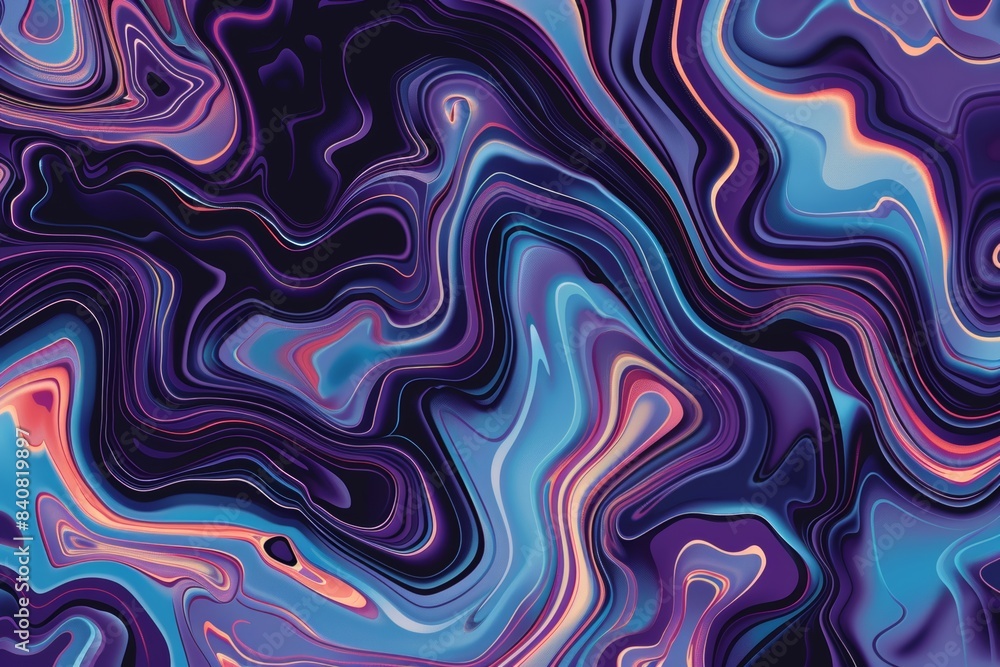 Psychedelic digital waves interplay in vivid hues of blue and purple Psychedelic digital waves interplay in vivid hues of blue and purple